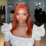 Orange Double Drawn 13x4 Swiss lace Full Frontal Wig  human hair